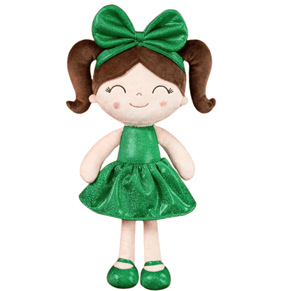 Personalized Plush Doll – Blonde Hair with a Red Glitter Dress - Tiny Tots Boutique