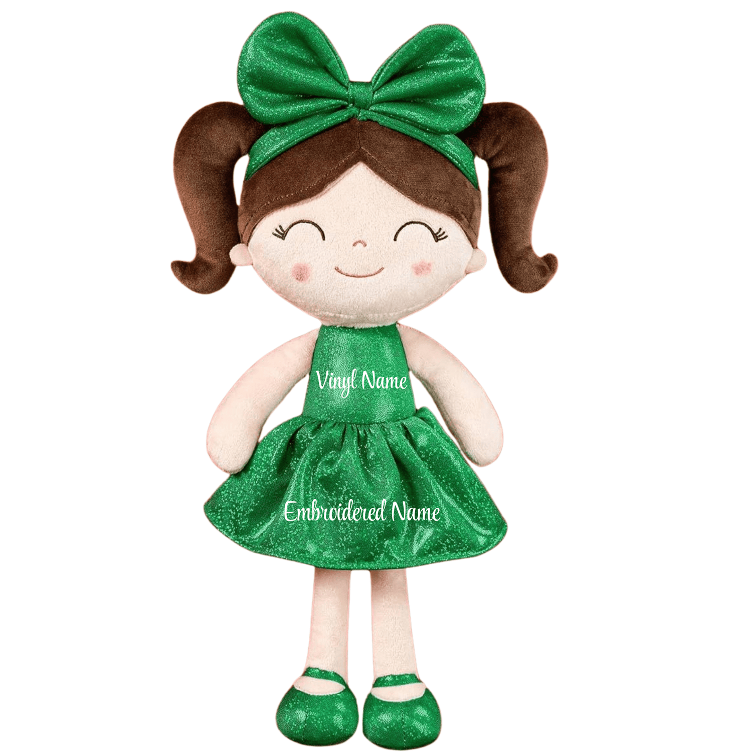 Personalized Plush Doll – Blonde Hair with a Red Glitter Dress - Tiny Tots Boutique