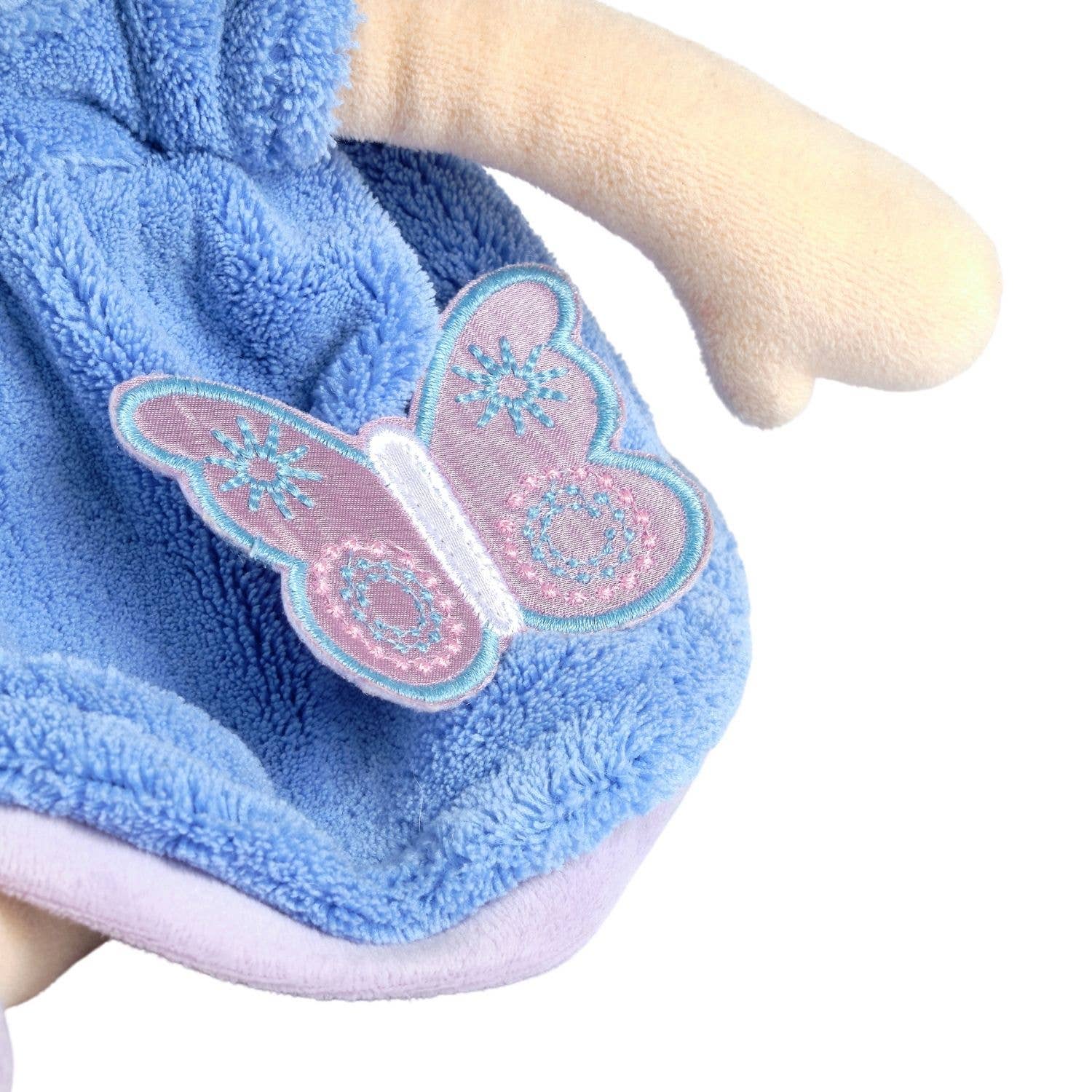Personalized Plush Doll - Brown Hair with Blue Plush Dress - Pari - Tiny Tots Boutique