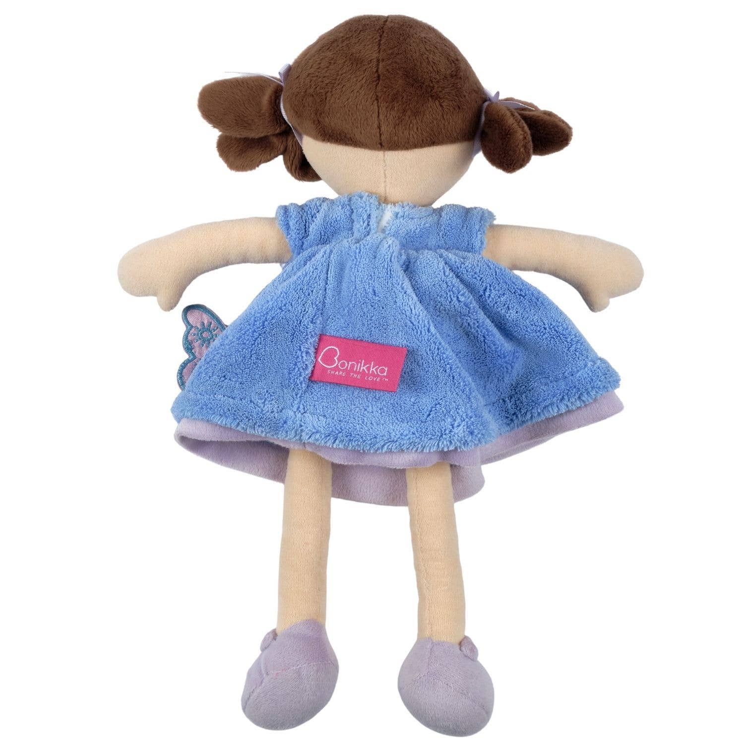 Personalized Plush Doll - Brown Hair with Blue Plush Dress - Pari - Tiny Tots Boutique