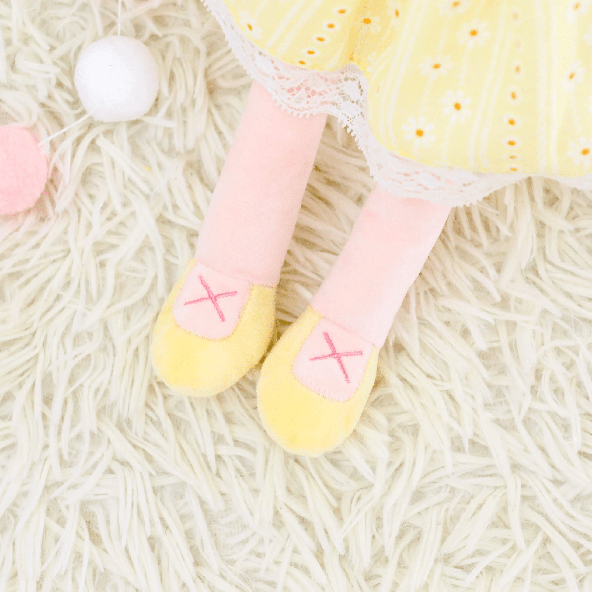 Personalized Plush Doll – Light Brown Hair with a Yellow Dress - Tiny Tots Boutique