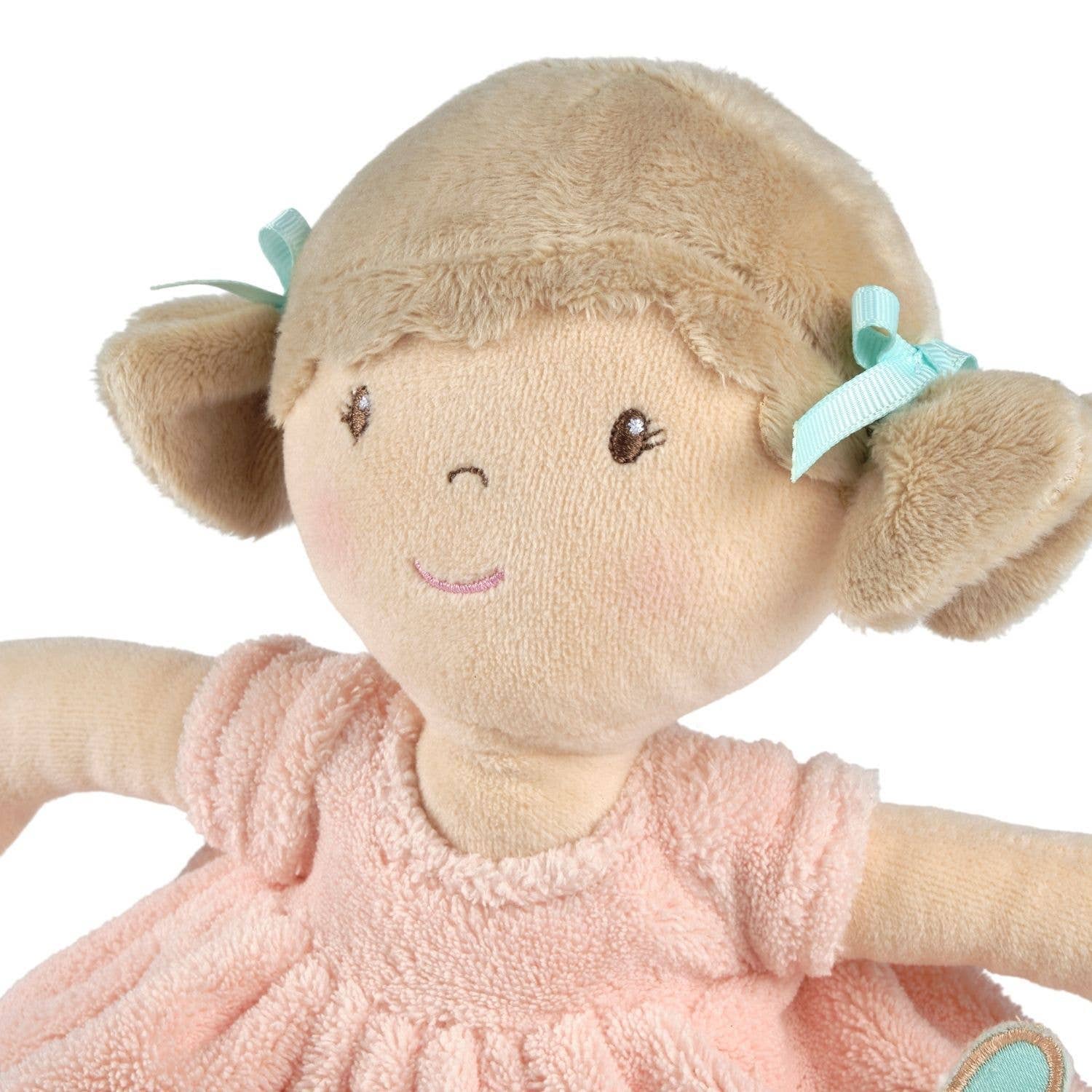 Personalized Plush Doll - Tan Hair with a Peach Plush Dress - Pia - Tiny Tots Boutique