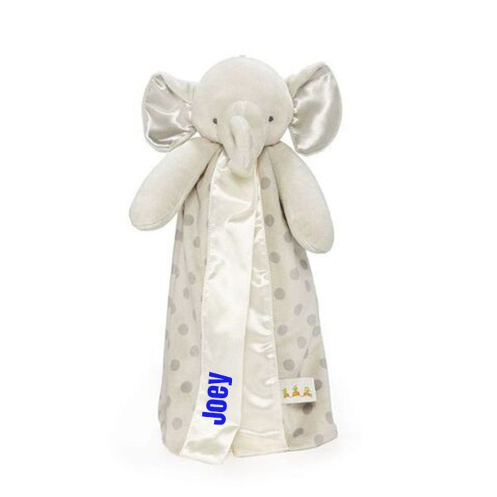 Personalized Plush Elephant Lovey - Gray Dots - Tiny Tots Boutique
