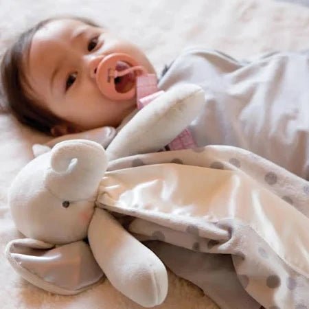 Personalized Plush Elephant Lovey - Gray Dots - Tiny Tots Boutique