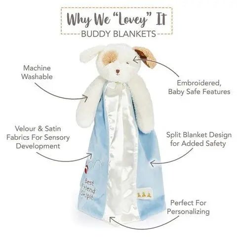 Personalized Plush Puppy Lovey - Blue - Tiny Tots Boutique