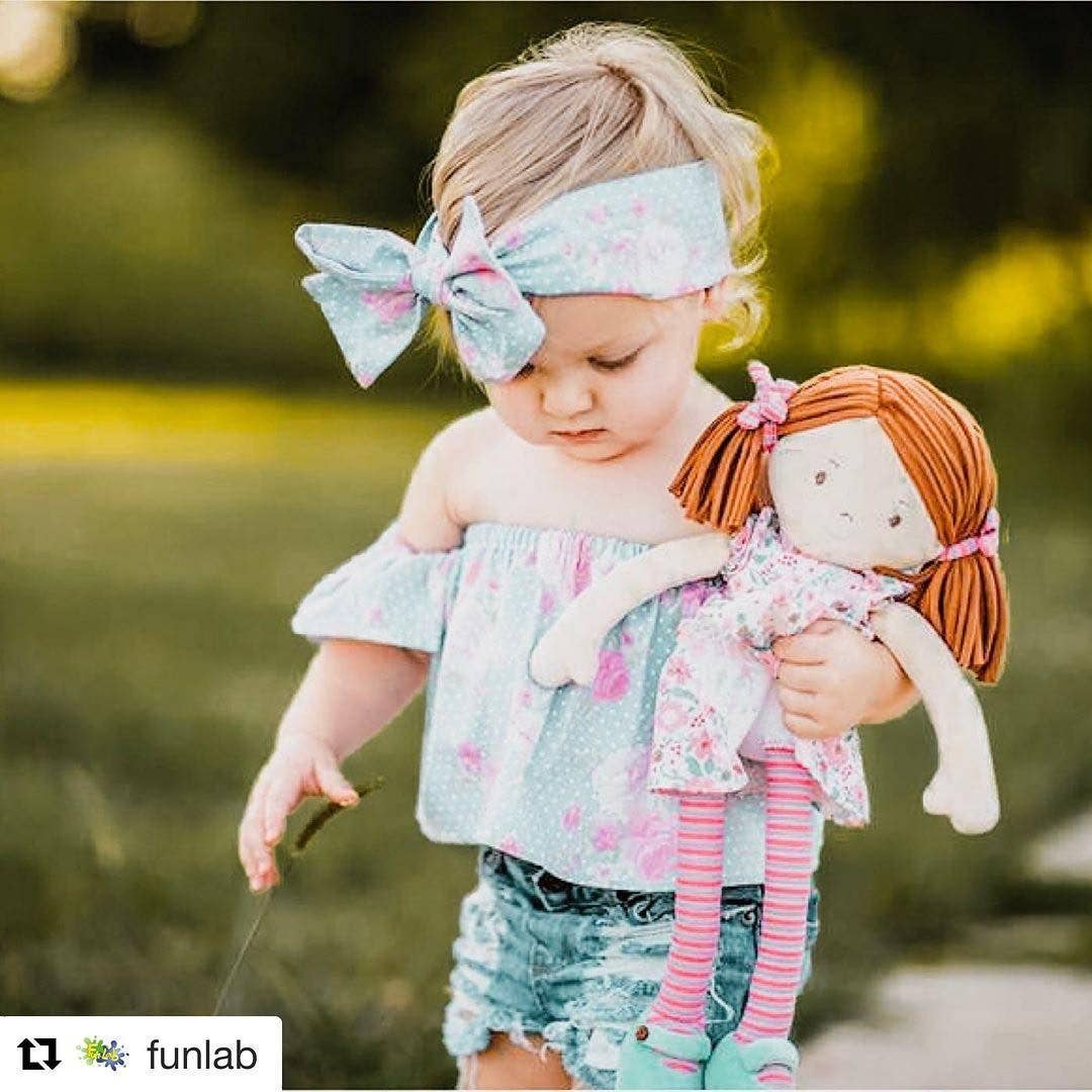 Personalized Plush Rag Doll - Custom Embroidered 16" Keepsake - Tiny Tots Boutique