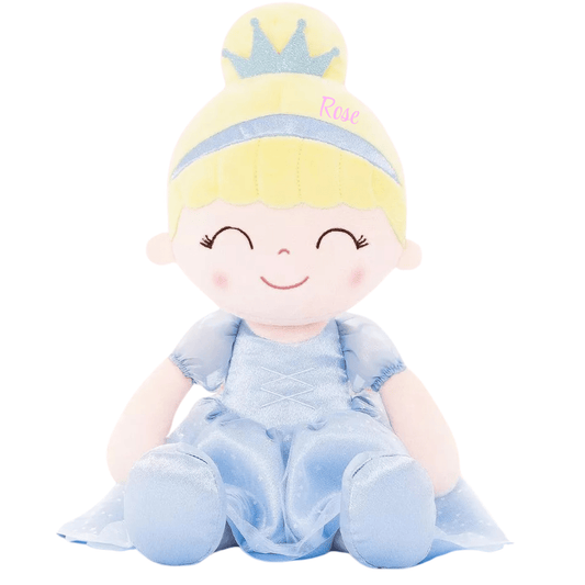 Personalized Princess Plush Doll – Blonde Hair with a Blue Dress - Tiny Tots Boutique