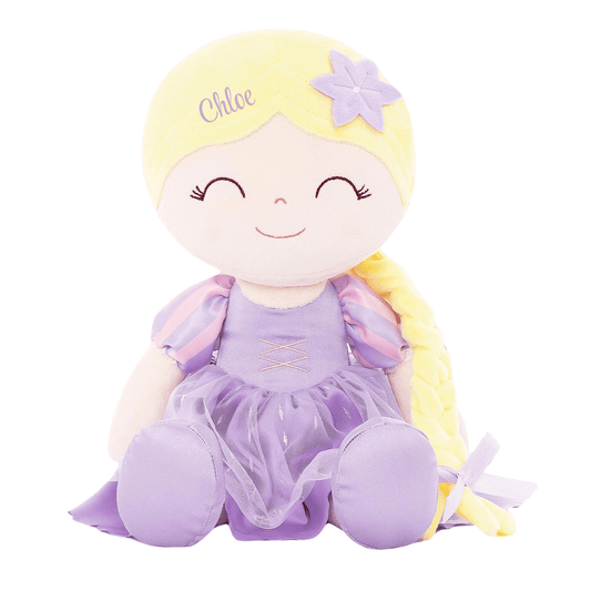 Personalized Princess Plush Doll – Blonde Hair with a Lilac Dress - Tiny Tots Boutique