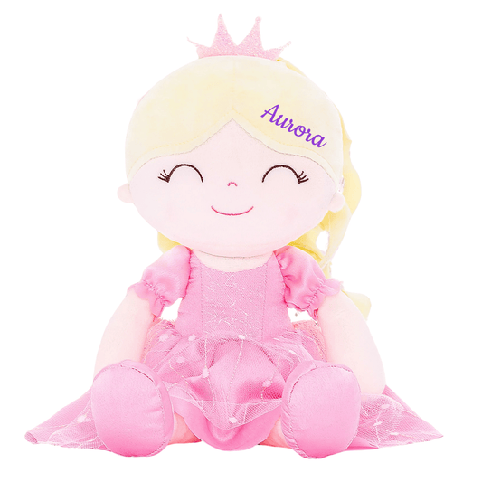 Personalized Princess Plush Doll – Blonde Hair with a Pink Dress - Tiny Tots Boutique
