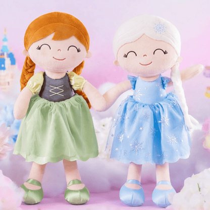 Personalized Princess Plush Doll – Red - Brown Hair with a Green Dress - Tiny Tots Boutique
