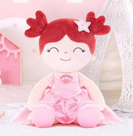 Personalized Princess Plush Doll – Red Hair with a Pink Dress - Tiny Tots Boutique