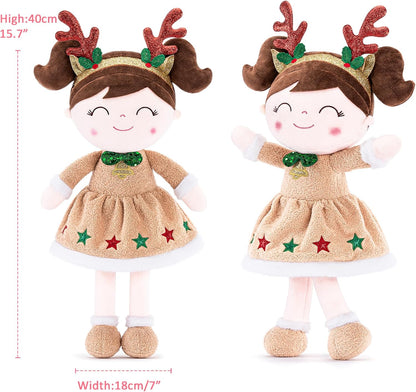 Personalized Reindeer Plush Doll – Brown Hair - Tiny Tots Boutique