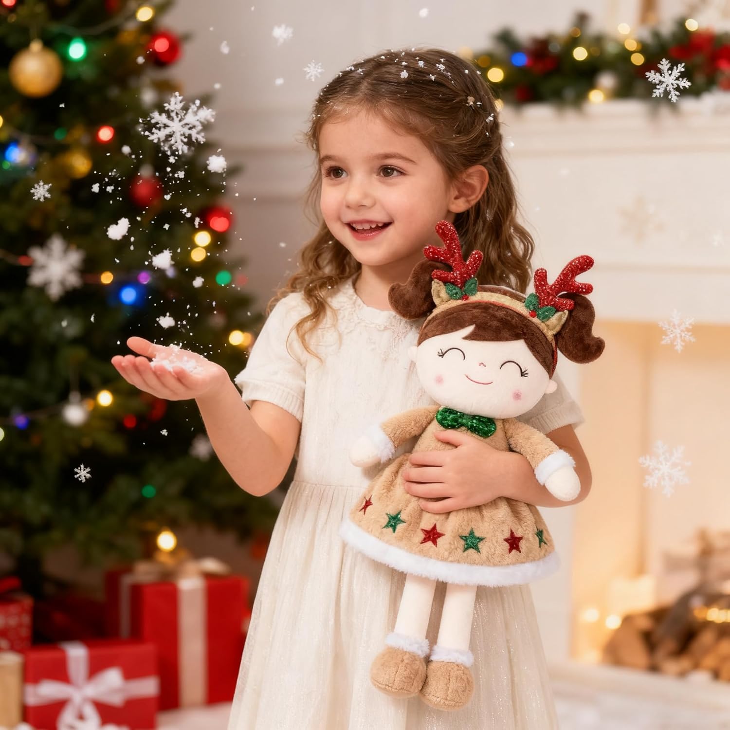 Personalized Reindeer Plush Doll – Brown Hair - Tiny Tots Boutique