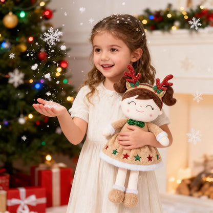 Personalized Reindeer Plush Doll – Brown Hair - Tiny Tots Boutique