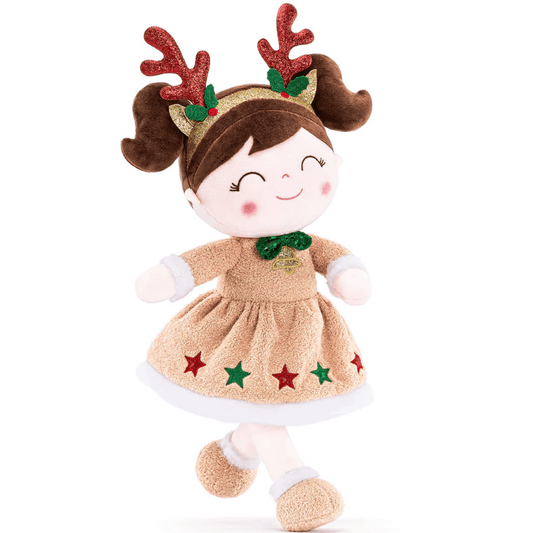 Personalized Reindeer Plush Doll – Brown Hair - Tiny Tots Boutique