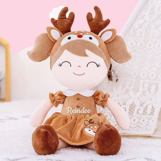 Personalized Reindeer Plush Doll – Red Nose - Tiny Tots Boutique