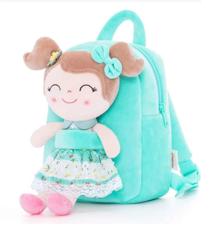 Personalized Toddler Backpack and Plush Doll - Green Stripe - Tiny Tots Boutique