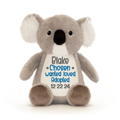 Personalized "Wanted, Chosen, Loved, Adopted" Stuffed Animal - Tiny Tots Boutique
