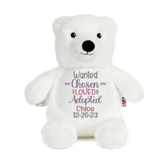 Personalized "Wanted, Chosen, Loved, Adopted" Stuffed Animal - Tiny Tots Boutique