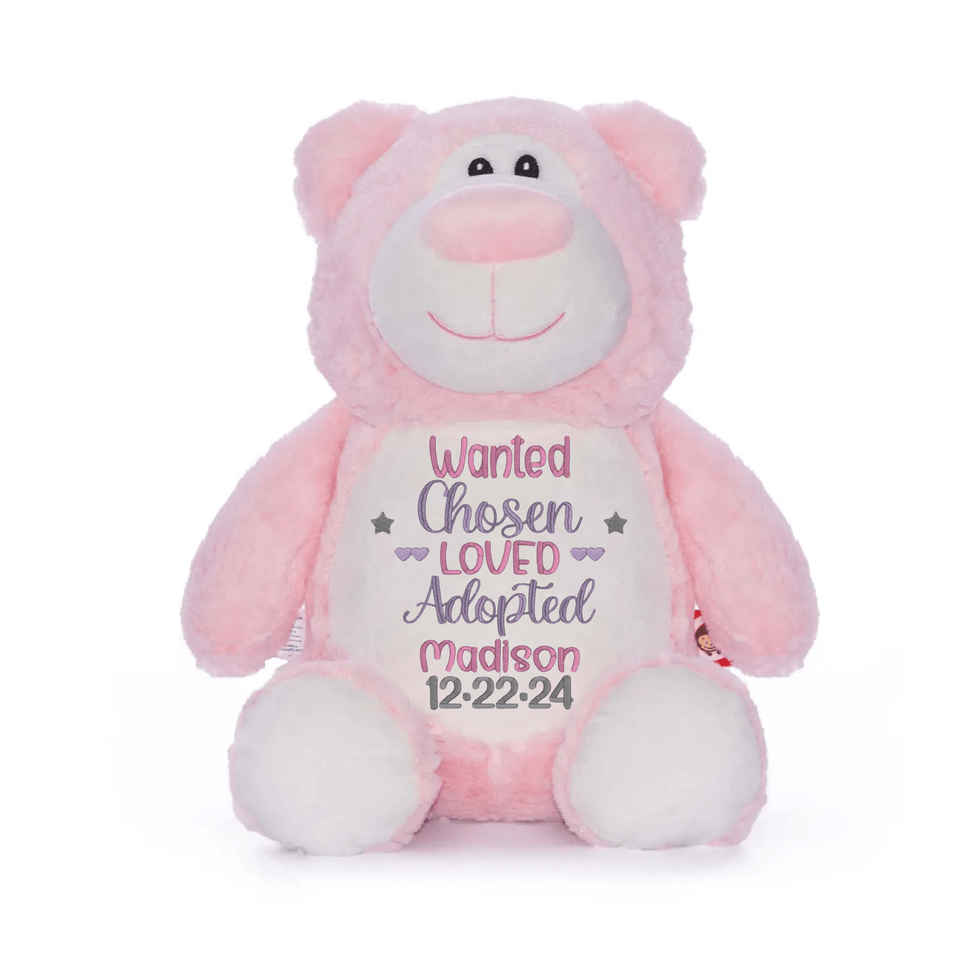 Personalized "Wanted, Chosen, Loved, Adopted" Stuffed Animal - Tiny Tots Boutique