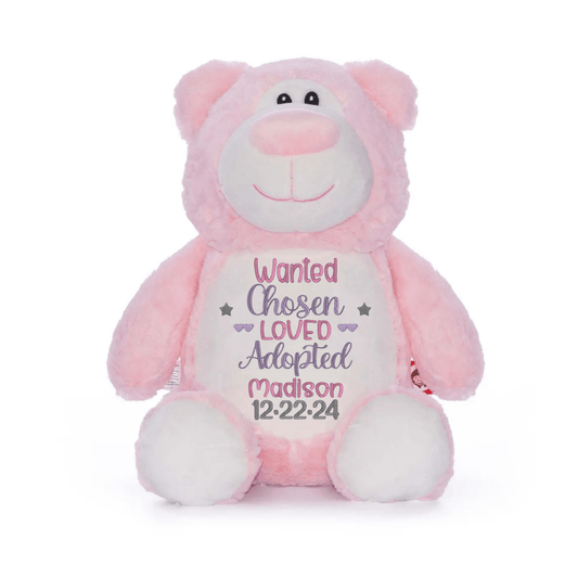 Personalized "Wanted, Chosen, Loved, Adopted" Stuffed Animal - Tiny Tots Boutique