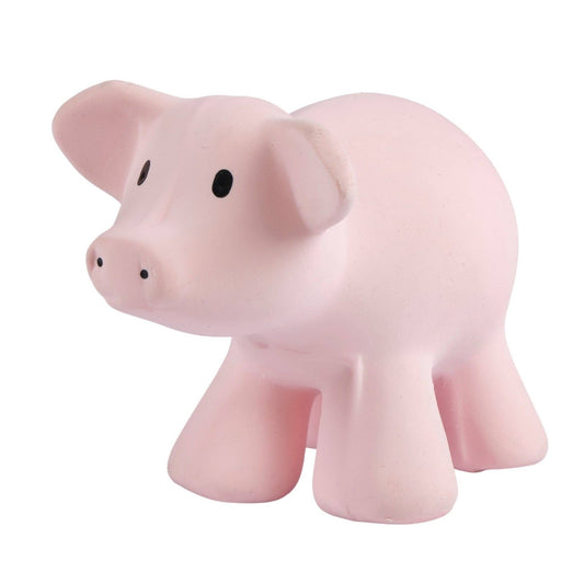 Pig Natural Organic Rubber Teether, Rattle & Bath Toy - Tiny Tots Boutique