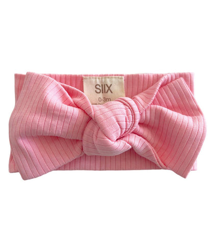 Pink / Organic Ribbed Bow - Tiny Tots Boutique