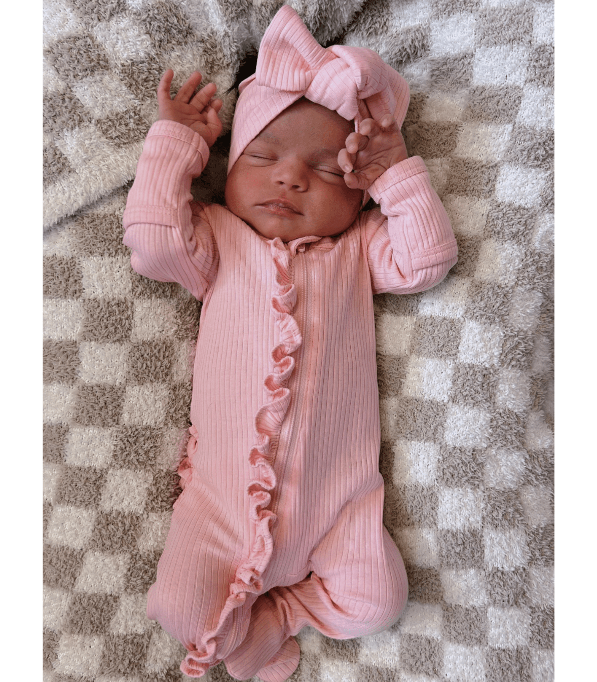 Pink / Organic Ribbed Frill Zip Footie - Tiny Tots Boutique