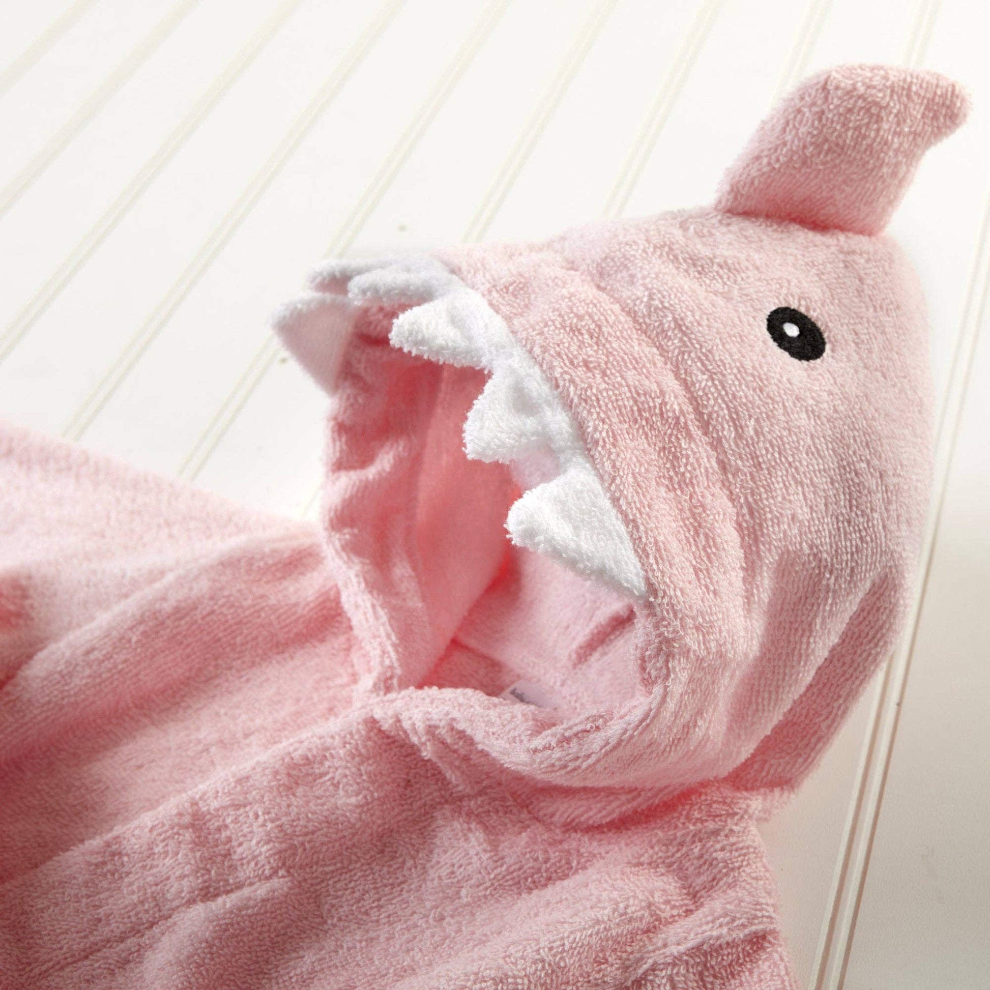 Pink Shark Hooded Baby Robe (personalization available) - Tiny Tots Boutique