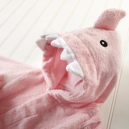 Pink Shark Hooded Baby Robe (personalization available) - Tiny Tots Boutique