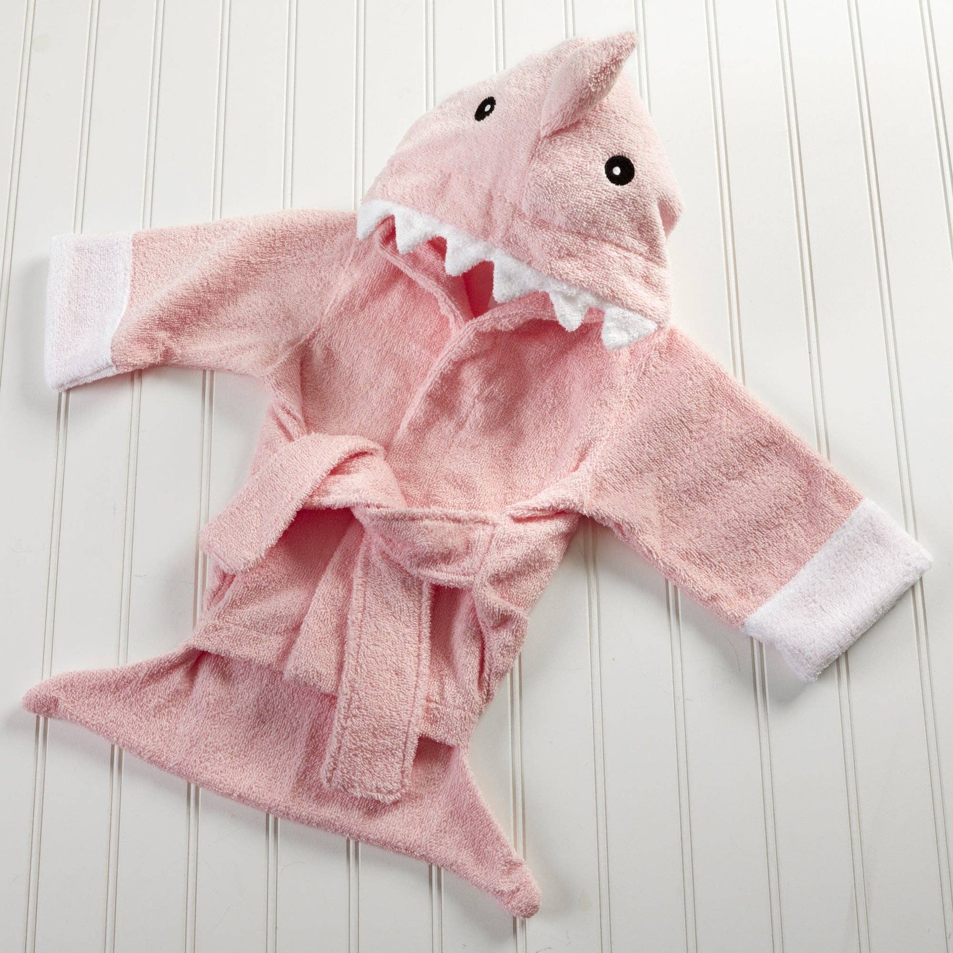 Pink Shark Hooded Baby Robe (personalization available) - Tiny Tots Boutique