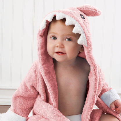 Pink Shark Hooded Baby Robe (personalization available) - Tiny Tots Boutique