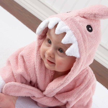 Pink Shark Hooded Baby Robe (personalization available) - Tiny Tots Boutique