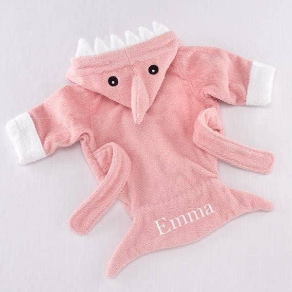 Pink Shark Hooded Baby Robe (personalization available) - Tiny Tots Boutique