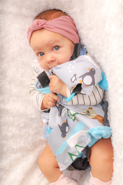 Polar Bear Penguin Crinkle Tag Square 8x8 Baby Teach @ Home - Tiny Tots Boutique