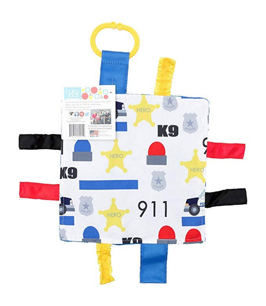 Police Rescue Crinkle Tag Square 8x8 Baby Teach @ Home Toy - Tiny Tots Boutique