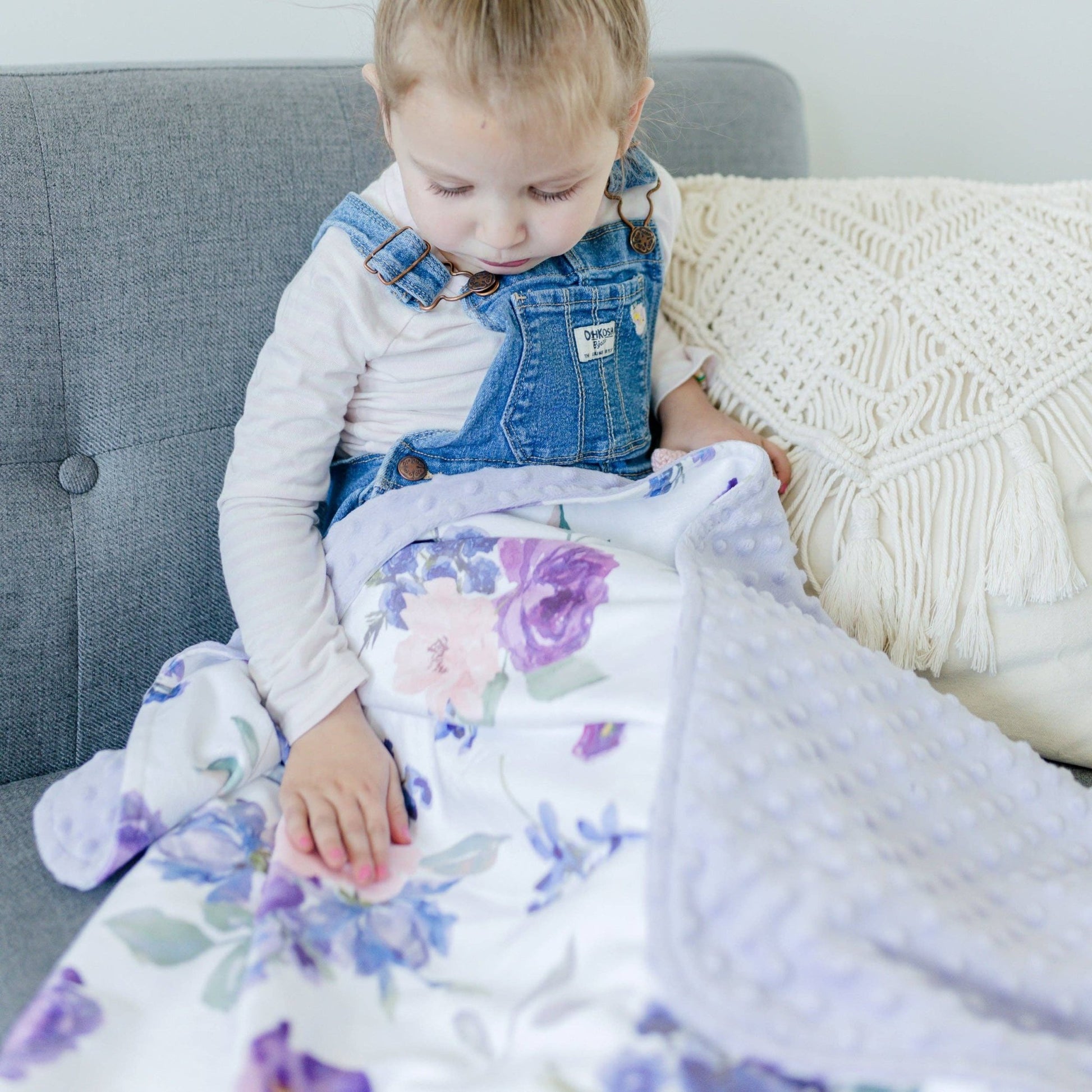 Premium Baby & Toddler Blanket - Purple & Blush Floral - Tiny Tots Boutique