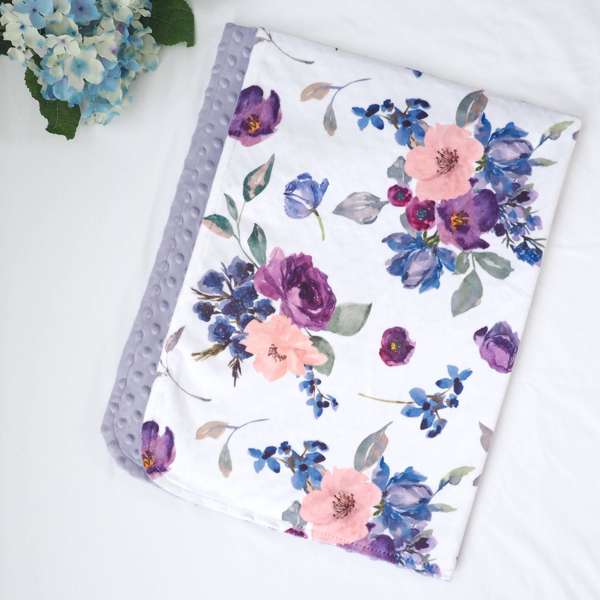 Premium Baby & Toddler Blanket - Purple & Blush Floral - Tiny Tots Boutique