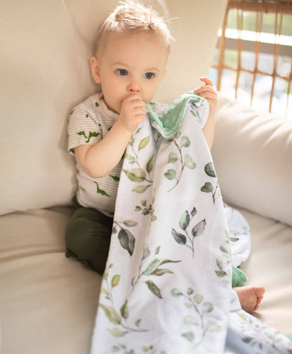 Premium Baby & Toddler Minky Blanket - Eucalyptus Greenery - Tiny Tots Boutique