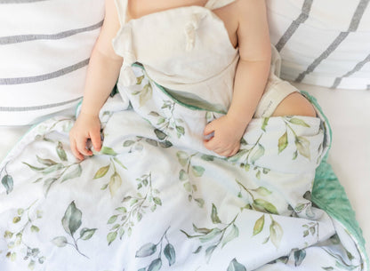 Premium Baby & Toddler Minky Blanket - Eucalyptus Greenery - Tiny Tots Boutique