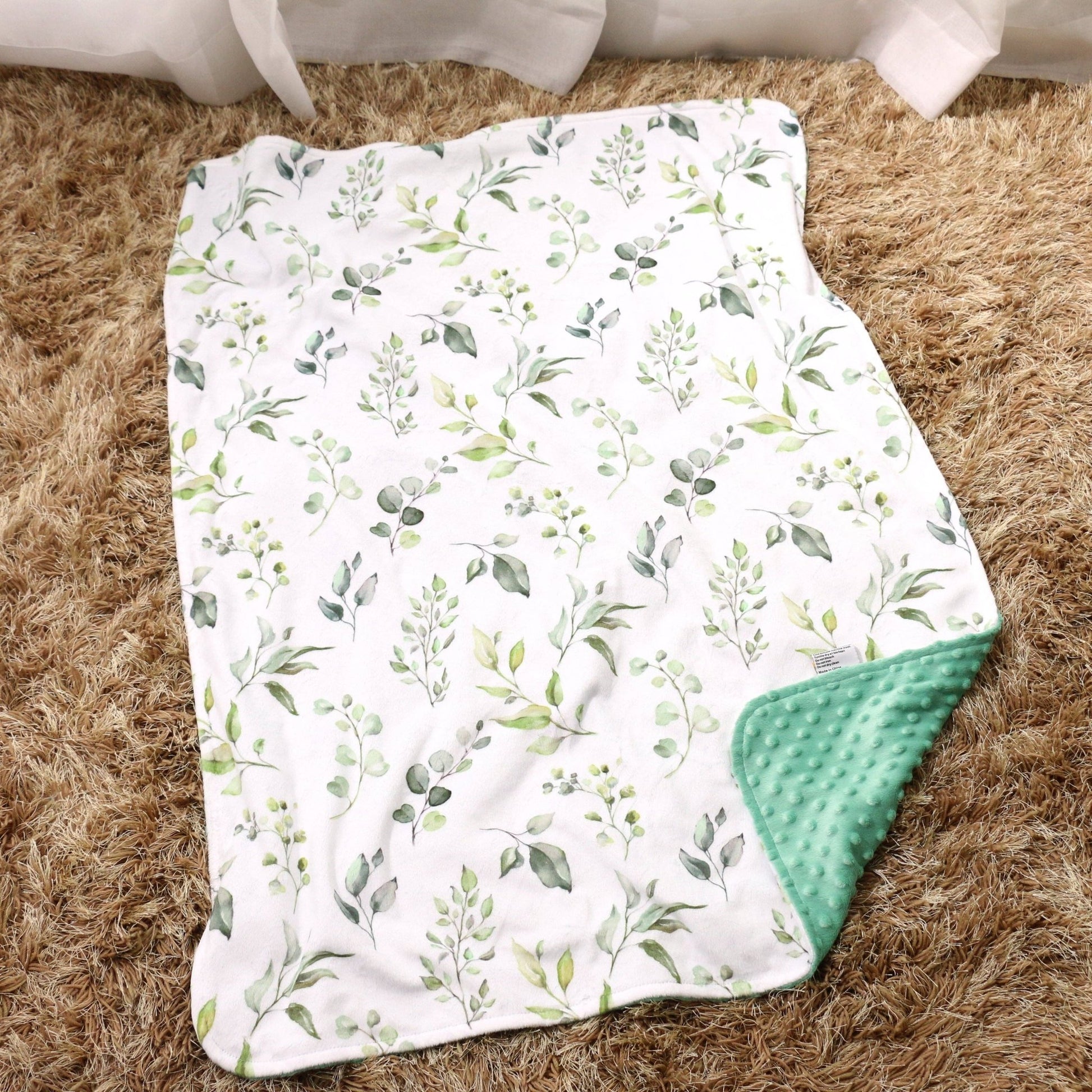 Premium Baby & Toddler Minky Blanket - Eucalyptus Greenery - Tiny Tots Boutique