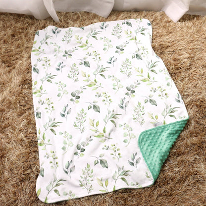 Premium Baby & Toddler Minky Blanket - Eucalyptus Greenery - Tiny Tots Boutique