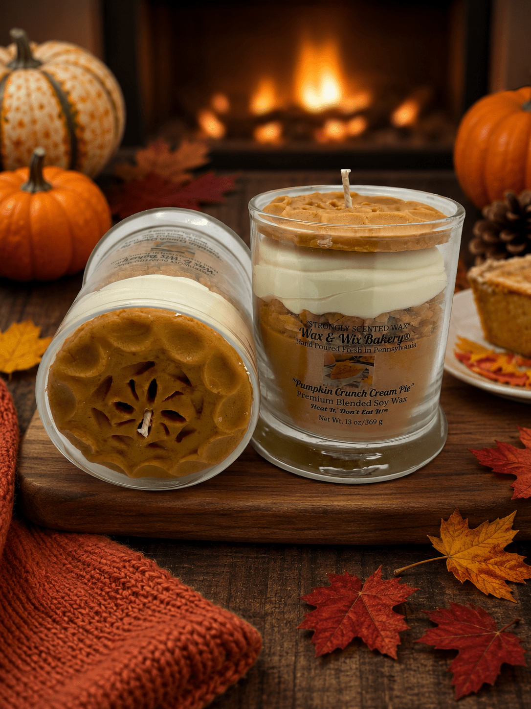Pumpkin Crunch Cream Pie Candle 13oz. Large Dessert Candle - Tiny Tots Boutique