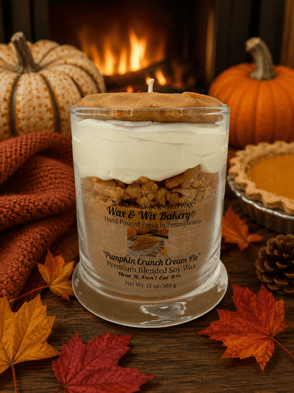 Pumpkin Crunch Cream Pie Candle 13oz. Large Dessert Candle - Tiny Tots Boutique