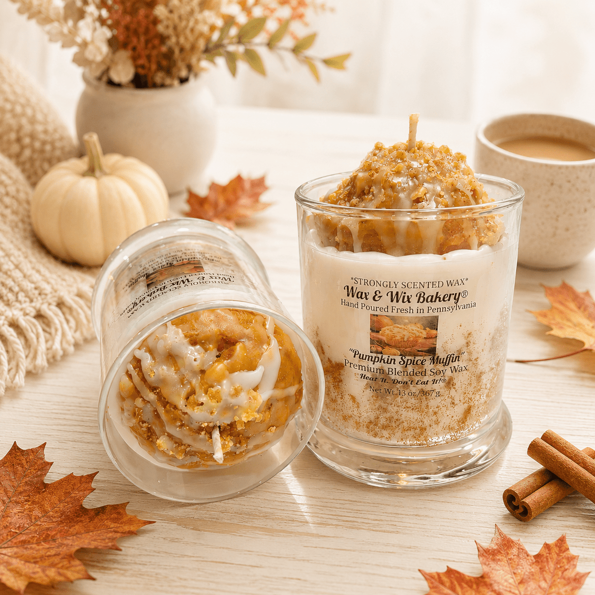 Pumpkin Spice Muffin Candle. 13 oz. Large Soy Dessert Candle - Tiny Tots Boutique