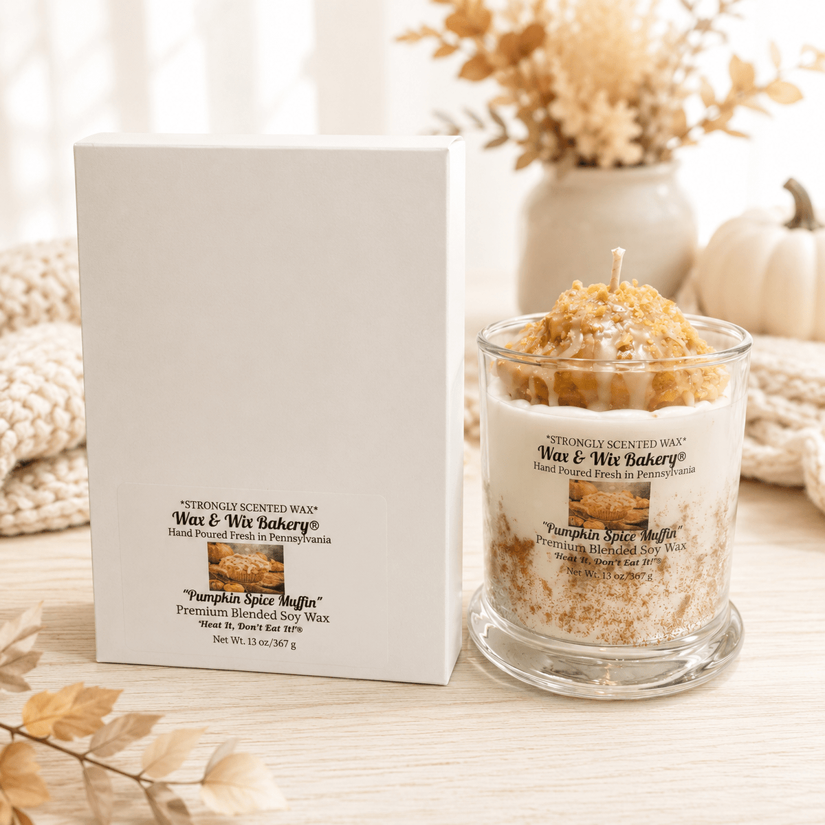 Pumpkin Spice Muffin Candle. 13 oz. Large Soy Dessert Candle - Tiny Tots Boutique