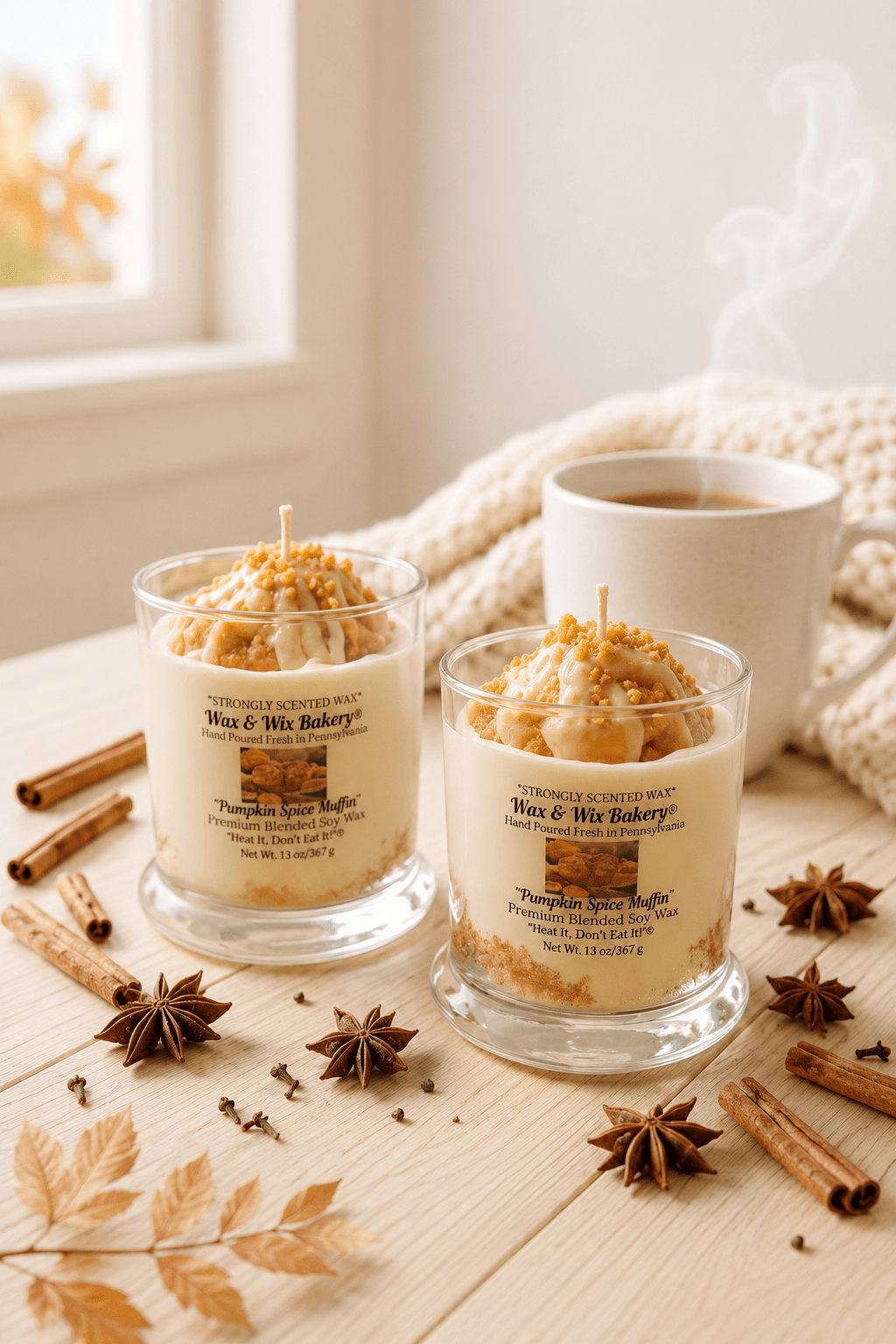 Pumpkin Spice Muffin Candle. 13 oz. Large Soy Dessert Candle - Tiny Tots Boutique