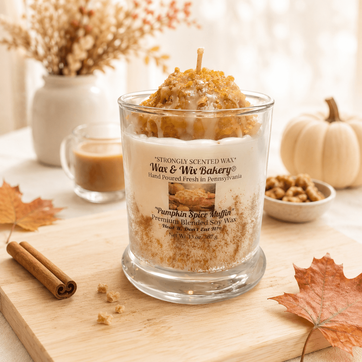 Pumpkin Spice Muffin Candle. 13 oz. Large Soy Dessert Candle - Tiny Tots Boutique