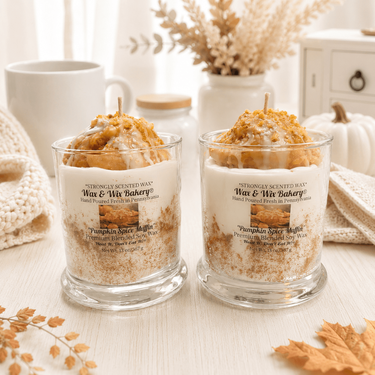 Pumpkin Spice Muffin Candle. 13 oz. Large Soy Dessert Candle - Tiny Tots Boutique