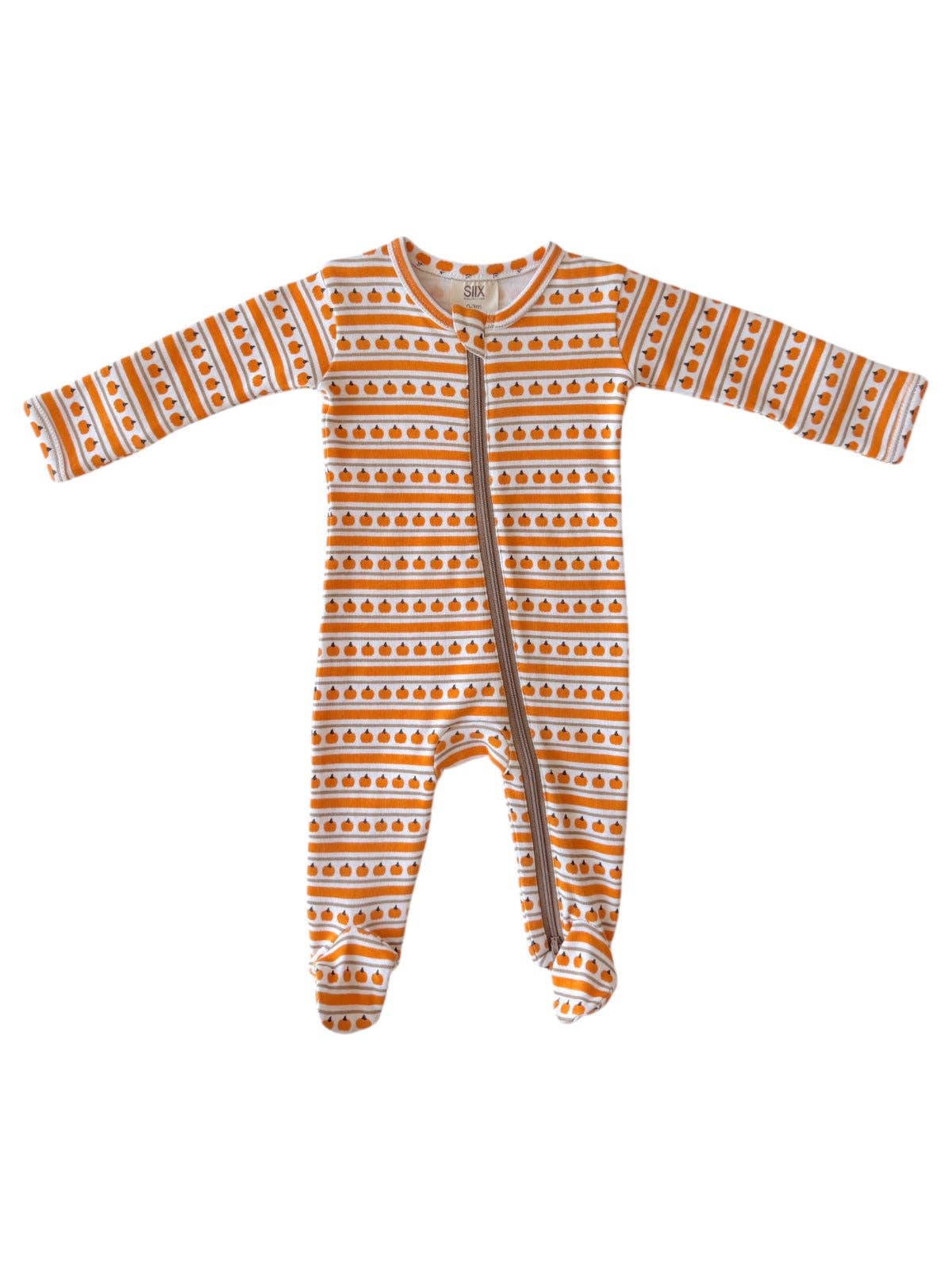 Pumpkin Stripe / Organic Zip Footie - Tiny Tots Boutique